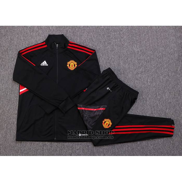 Chandal de Chaqueta del Manchester United Nino 2022-2023 Negro y Rojo